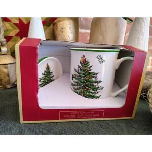 Spode “Christmas Tree” Mug & Coaster Set – Original Box (Since 1938 Design)